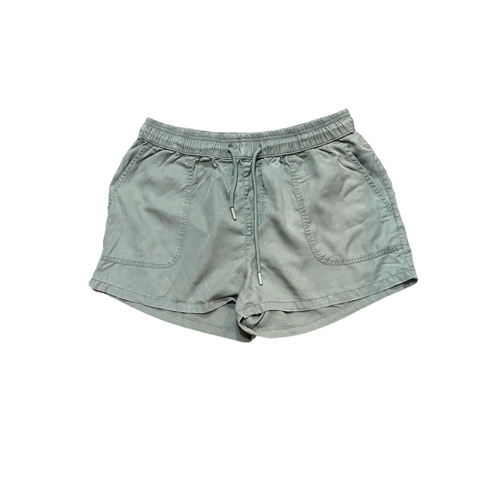 Quince Vintage Wash Tencel Utility Pull On Shorts Olive Green Womens Size L